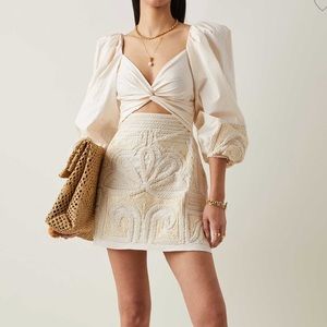 Johanna Ortiz Tropical Mantra Stretch Cotton Poplin Mini Dress sz 4